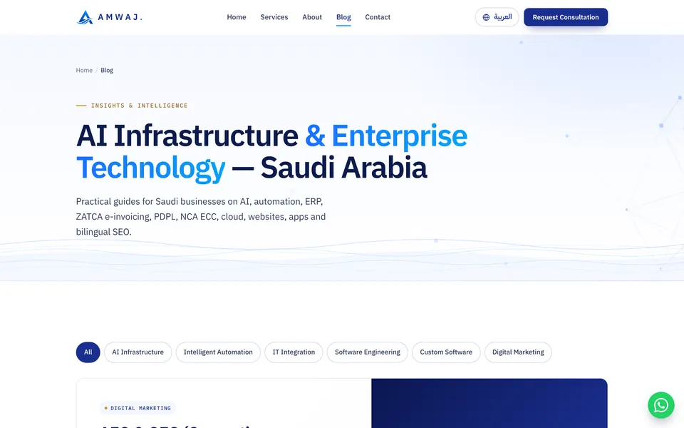 The Blog page, Amwaj Solutions website
